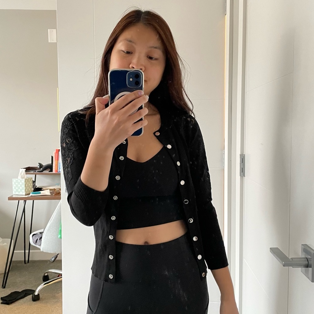 Black lace sleeve Karen Millen cardigan